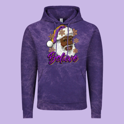 Vintage Hoodie believe purple and gold african american santa