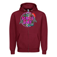 Burgundy it's race day y'all Zipper Hoodie - AdoDesignShop
