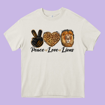 Peace Love Lion Head Heavy Core Tee Designed By Lillyallendesigns