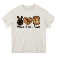 Cream Peace Love Lion Head Heavy Core Tee - LillyAllenDesigns