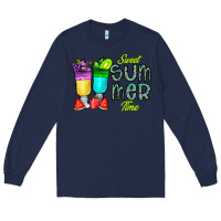Navy sweet summer time3 Long Sleeve Tee - CowhideDigitalArt