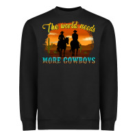 Black the world needs more cowboys Heavyweight Sweatshirt - texasbilliewilder