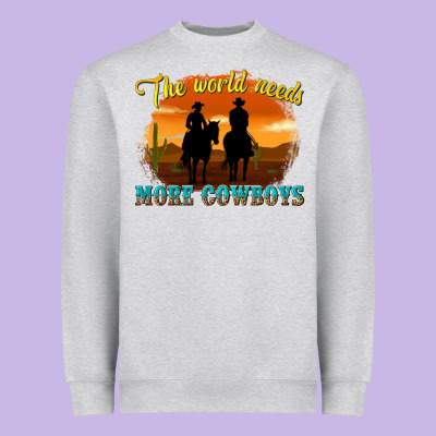 The World Needs More Cowboys Heavyweight Sweatshirt Designed By Texasbilliewilder
