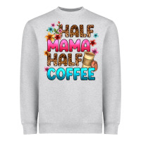 Heather Grey half mama half coffee Heavyweight Sweatshirt - Zillion Design Studio