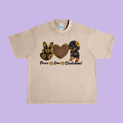 Peace Love Dachshund Urban Heavy Tee Designed By Ranaportraitstore