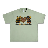 Oil Green peace love dachshund Urban Heavy Tee - RanaPortraitStore