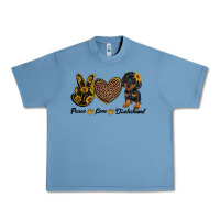 Pebble Blue peace love dachshund Urban Heavy Tee - RanaPortraitStore