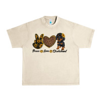 Sandshell peace love dachshund Urban Heavy Tee - RanaPortraitStore