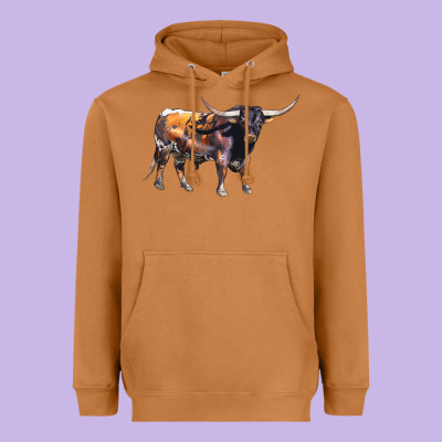 Texas Longhorn Bull Heavyweight Hoodie Designed By Lillyallendesigns