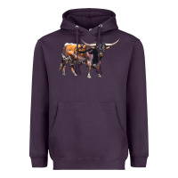Plum Texas Longhorn Bull Heavyweight Hoodie - LillyAllenDesigns