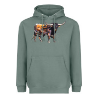 Sage Texas Longhorn Bull Heavyweight Hoodie - LillyAllenDesigns