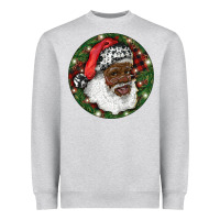 Heather Grey African American Santa Christmas Heavyweight Sweatshirt - RanaPortraitStore