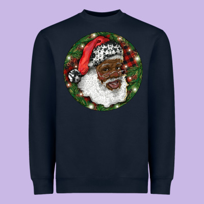 Heavyweight Sweatshirt African American Santa Christmas