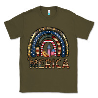 Army Green merica rainbow Classic Tee - CowhideDigitalArt
