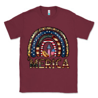 Burgundy merica rainbow Classic Tee - CowhideDigitalArt