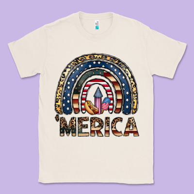 Merica Rainbow Classic Tee Designed By Cowhidedigitalart