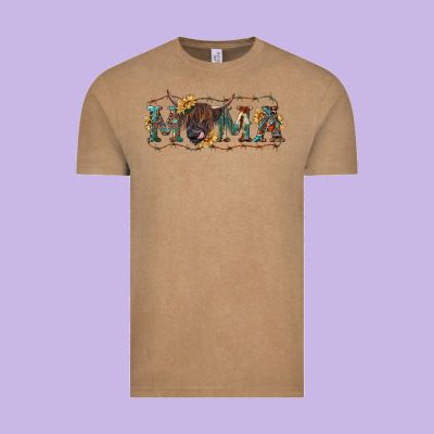 Western Mama With Highland Cow Vintage Tee Designed By Ranaportraitstore