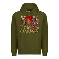 Army Green christmas joy black woman Premium Hoodie - MaliasSmallBusiness