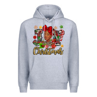 Heather Grey christmas joy black woman Premium Hoodie - MaliasSmallBusiness
