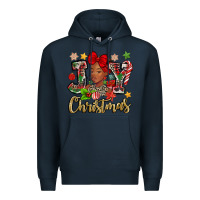 Navy christmas joy black woman Premium Hoodie - MaliasSmallBusiness