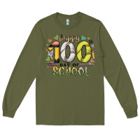 Army Green happy 100 day of school Long Sleeve Tee - RacoonDesign