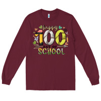Burgundy happy 100 day of school Long Sleeve Tee - RacoonDesign