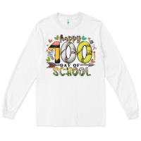 White happy 100 day of school Long Sleeve Tee - RacoonDesign
