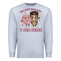 Heather Grey but first chocolate y pan dulce Premium Sweatshirt - MaliasSmallBusiness