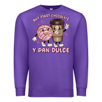 Purple but first chocolate y pan dulce Premium Sweatshirt - MaliasSmallBusiness