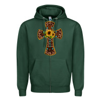 Sports Green leopard gemstone sunflower cross Zipper Hoodie - JahusDesignShop