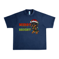 Navy merry and bright dachshund Urban Heavy Tee - RanaPortraitStore