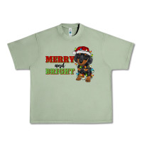 Oil Green merry and bright dachshund Urban Heavy Tee - RanaPortraitStore