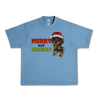 Pebble Blue merry and bright dachshund Urban Heavy Tee - RanaPortraitStore