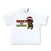 White merry and bright dachshund Urban Heavy Tee - RanaPortraitStore