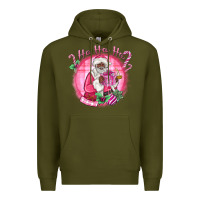 Army Green ho ho ho pink black santa christmas Premium Hoodie - MaliasSmallBusiness