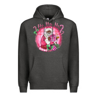 Charcoal Heather ho ho ho pink black santa christmas Premium Hoodie - MaliasSmallBusiness