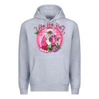 Heather Grey ho ho ho pink black santa christmas Premium Hoodie - MaliasSmallBusiness