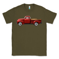 Army Green western red truck right side view Classic Tee - FaDigitalArtStudio