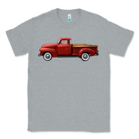 Heather Grey western red truck right side view Classic Tee - FaDigitalArtStudio