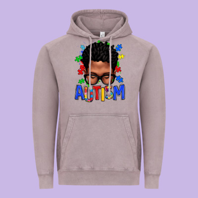 Autism Afro Man Vintage Hoodie Designed By Texasbilliewilder