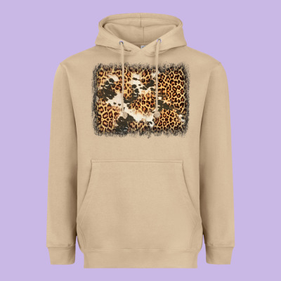 Distressed Leopard Cowhide Background Heavyweight Hoodie Designed By Jasminsmagicworld