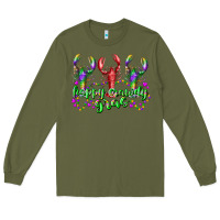 Army Green happy crawdy gras Long Sleeve Tee - RacoonDesign