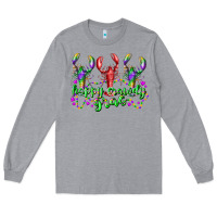 Heather Grey happy crawdy gras Long Sleeve Tee - RacoonDesign