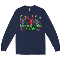 Navy happy crawdy gras Long Sleeve Tee - RacoonDesign