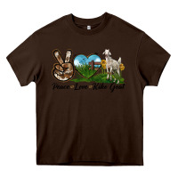 Chocolate Brown Peace Love Kiko Goat Heavy Core Tee - LillyAllenDesigns