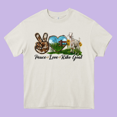 Peace Love Kiko Goat Heavy Core Tee Designed By Lillyallendesigns