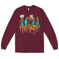 Burgundy icu nurse Long Sleeve Tee - FaDigitalArtStudio