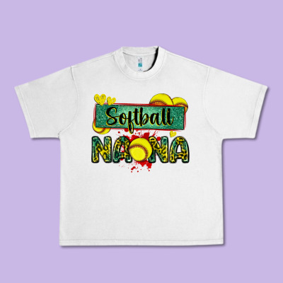 Softball Nana With Leopard Urban Heavy Tee Designed By Zillion Design Studio