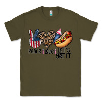 Army Green peace love let's get it Classic Tee - CowhideDigitalArt