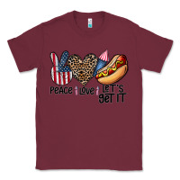 Burgundy peace love let's get it Classic Tee - CowhideDigitalArt